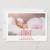 Modern Baby Meisje Eerste Kerst Custom Foto Feestdagenkaart (Voorkant)
