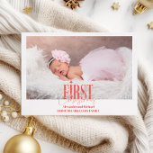 Modern Baby Meisje Eerste Kerst Custom Foto Feestdagenkaart