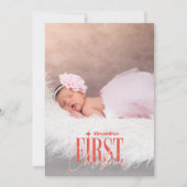 Modern Baby Meisje Eerste Kerst Custom Foto Feestdagenkaart (Voorkant)