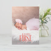 Modern Baby Meisje Eerste Kerst Custom Foto Feestdagenkaart (Staand voorkant)
