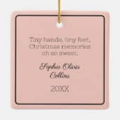 Modern Baby Meisje Foto Kerst Roze Script Naam Keramisch Ornament (Achterkant)