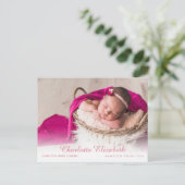 Modern Baby Meisje Fotoscript Geboorte Aankondigin Aankondigingskaart (Staand voorkant)