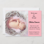 Modern Baby Meisje Geboorte Aankondiging Kaart (Voorkant)