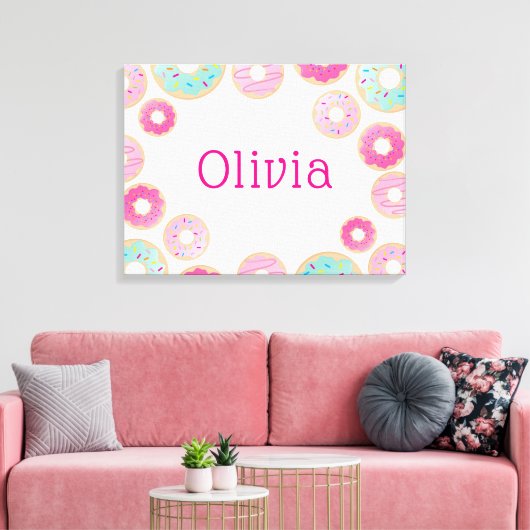 MODERN BABY MEISJE heldere kleurrijke zoete donuts Canvas Afdruk (Insitu (Woonkamer))