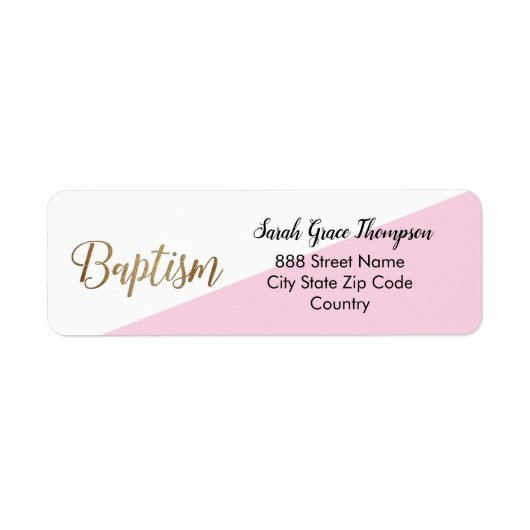 Modern Baby Meisje roze Goud Doop Etiket (Voorkant)