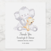 Modern Baby Olifant Baby shower Wijn Etiket (Enkel label)