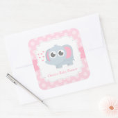 Modern Baby Olifant Polka Dots Baby shower Vierkante Sticker (Envelop)