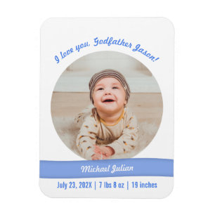 Modern Baby Photo Birth Announement Godfather Magneet