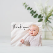 Modern Baby Photo Birth Bedankt Aangepast Aankondigingskaart (Staand voorkant)