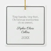 Modern Baby Photo Christmas Zwart-wit script Keramisch Ornament (Achterkant)