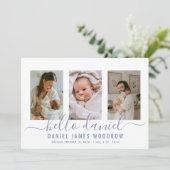 Modern Baby Photo Collage Birth Announding Aankondiging (Staand voorkant)