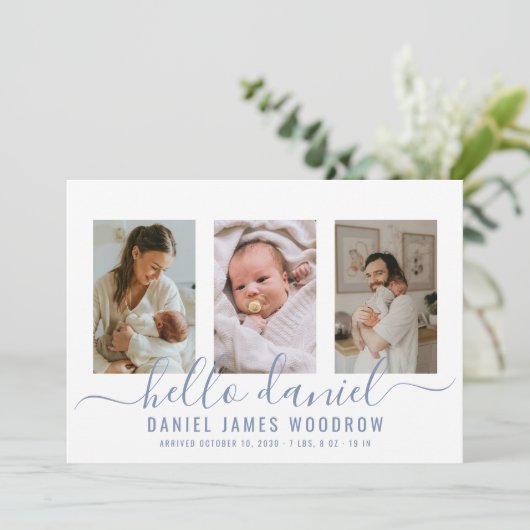 Modern Baby Photo Collage Birth Announding Aankondiging (Staand voorkant)