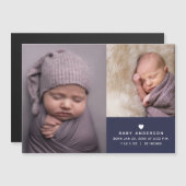 Modern Baby Photo Collage Birth Announding Magnetische Uitnodiging (Voorkant / Achterkant)