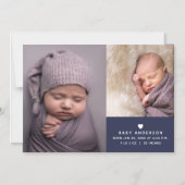 Modern Baby Photo Collage Birth Announding Magnetische Uitnodiging (Voorkant)