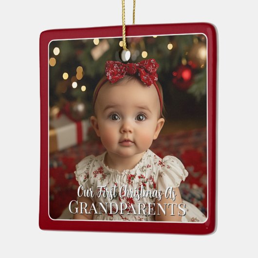 Modern Baby Photo First Christmas as Grandparents Keramisch Ornament (Links)