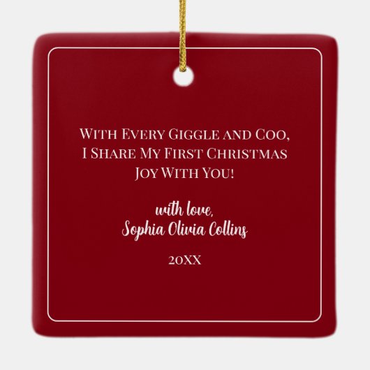 Modern Baby Photo First Christmas as Grandparents Keramisch Ornament (Achterkant)