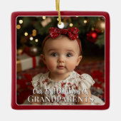 Modern Baby Photo First Christmas as Grandparents Keramisch Ornament (Voorkant)
