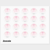 Modern Baby Roze Cross Doop Meisje Dank u Ronde Sticker (Vel)