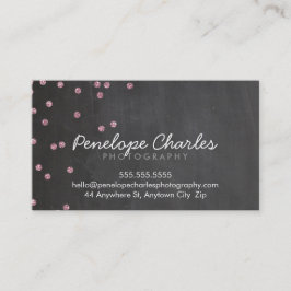 MODERN baby roze glitter confetti stippen krijtbor Visitekaartje