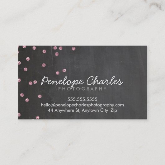 MODERN baby roze glitter confetti stippen krijtbor Visitekaartje (Voorkant)