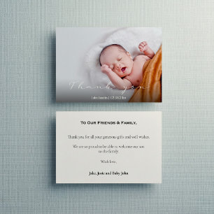 Modern baby shower, baby boy, bedankt kaart
