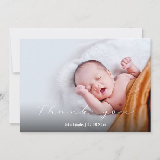 Modern baby shower, baby boy, bedankt kaart (Voorkant)