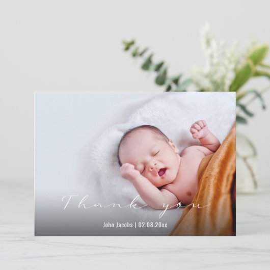 Modern baby shower, baby boy, bedankt kaart (Staand voorkant)