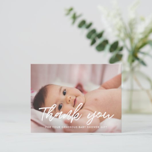 Modern baby shower bedankt je foto briefkaart (Staand voorkant)