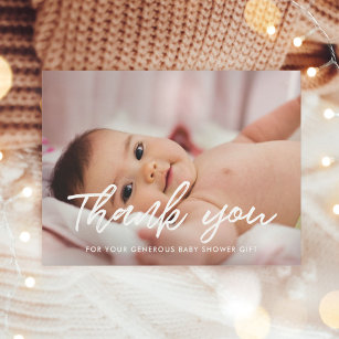 Modern baby shower bedankt je foto briefkaart