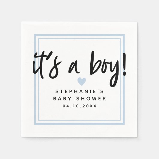 Modern Baby shower Blue Het is een jongen Servet (Voorkant)