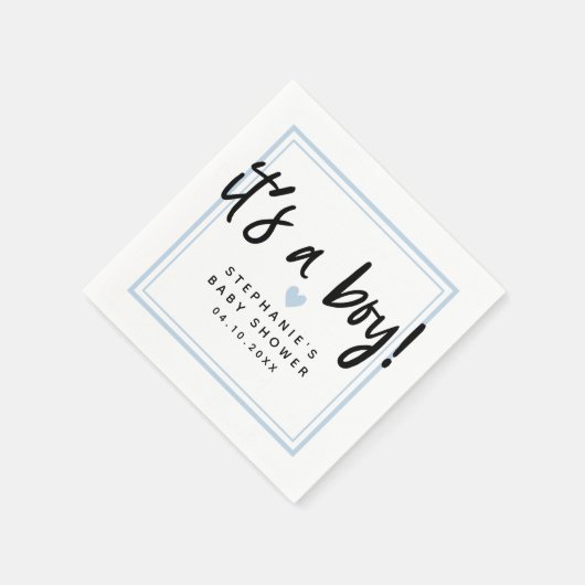 Modern Baby shower Blue Het is een jongen Servet (Hoek)