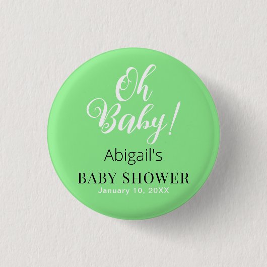 Modern Baby shower Button – gepersonaliseerde teks (Voorkant)