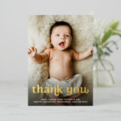 Modern Baby shower Custom Foto Echt Goud Folie Feestdagenkaart (Staand Voorkant)