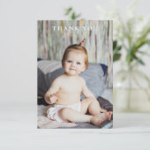 Modern Baby shower Dank je één foto Bedankkaart (Staand voorkant)
