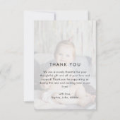 Modern Baby shower Dank je één foto Bedankkaart (Achterkant)