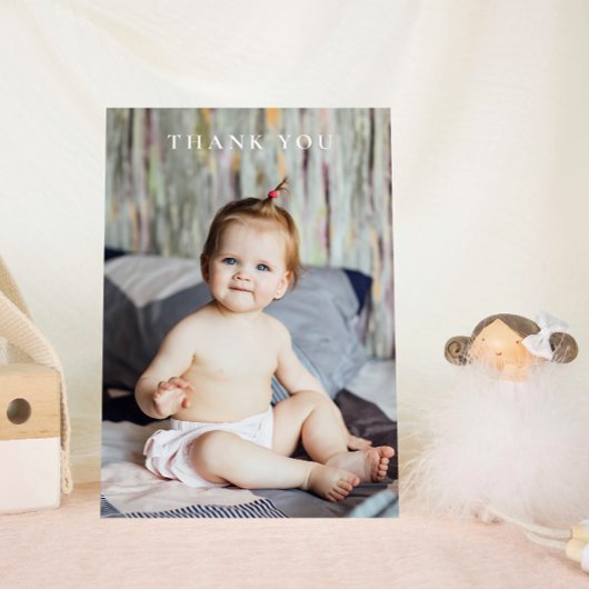 Modern Baby shower Dank je één foto Bedankkaart
