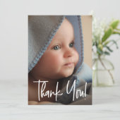 Modern Baby shower Dank u Verticale Baby foto Aankondiging (Staand voorkant)
