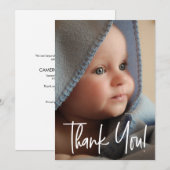 Modern Baby shower Dank u Verticale Baby foto Aankondiging (Voorkant / Achterkant)