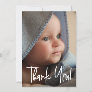 Modern Baby shower Dank u Verticale Baby foto Aankondiging