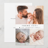 Modern Baby shower Fotocollage Eenvoudig Bedankkaart (Voorkant / Achterkant)