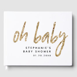 Modern Baby shower Gender Neutral Glam Gold Gastenboek