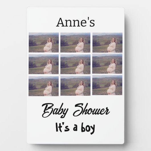 Modern Baby shower, gepersonaliseerd 9 Foto Collag Fotoplaat (voorkant)