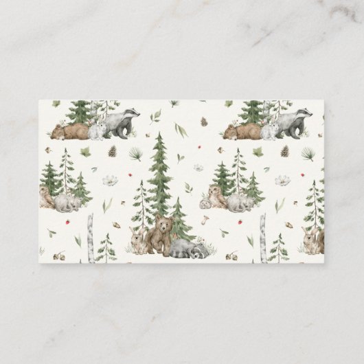 Modern Baby shower Gift Registry Bosdieren Visitekaartje (Achterkant)