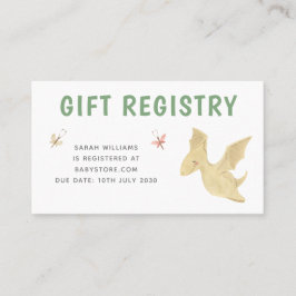 Modern Baby shower Gift Registry Schattigee Dinosa Visitekaartje