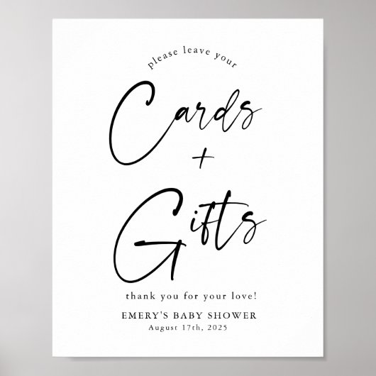 Modern Baby shower Kaarten & Geschenken Teken Poster (Voorkant)