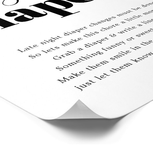 Modern Baby shower 'Late Night Diaper' Poster (Hoek)