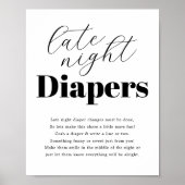 Modern Baby shower 'Late Night Diaper' Poster (Voorkant)
