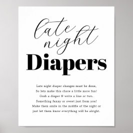 Modern Baby shower 'Late Night Diaper' Poster