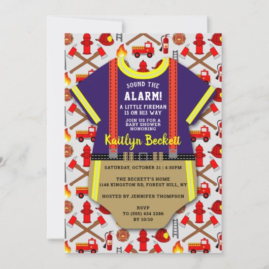 Modern Baby shower 'Little Fireman' Kaart (Voorkant)