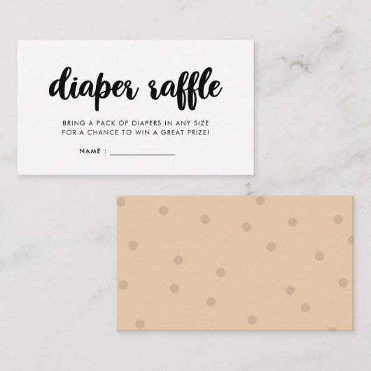Modern baby shower luier loterijinzet informatiekaartje (Voorkant / Achterkant)